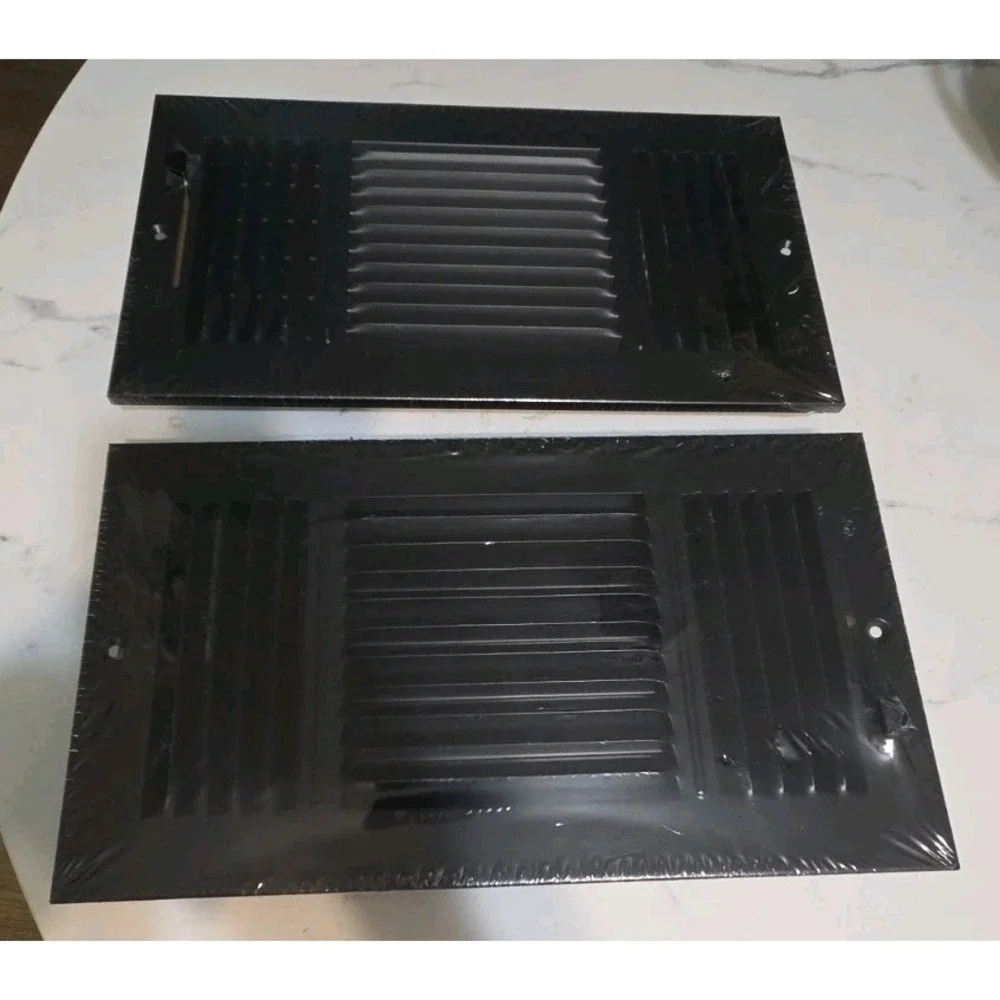Lot of 2 Black Steel Floor Registers Air Vent Covers 13.5